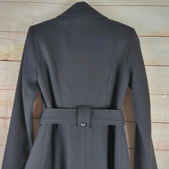 Laundry By Sheli Segal Size 2 Woolen Blend Jacket Black Double Breasted Belted - Picture 12 of 14